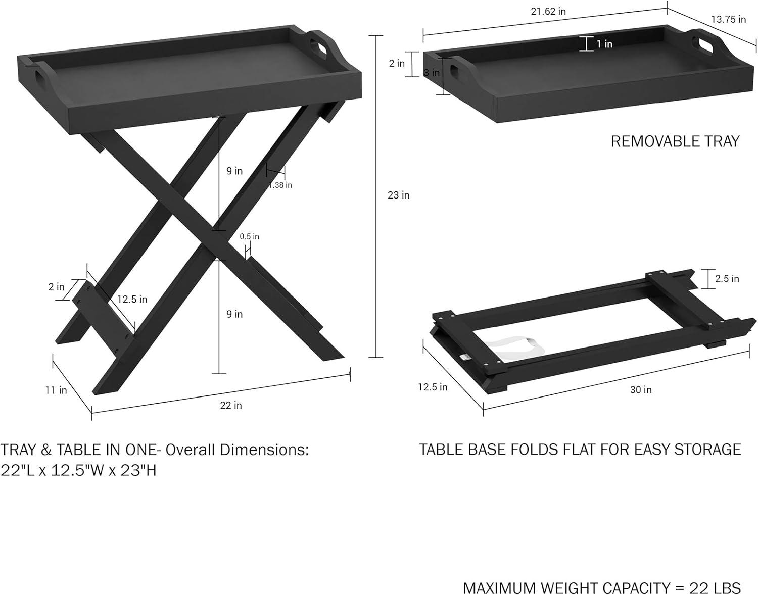 imageLavish Home End Folding Modern Minimalist Wooden Contemporary Side Table Multifunctional Portable Stylish Serving Snack or Lap Tray Suitable for Indoor and Outdoor Use BROWNBlack