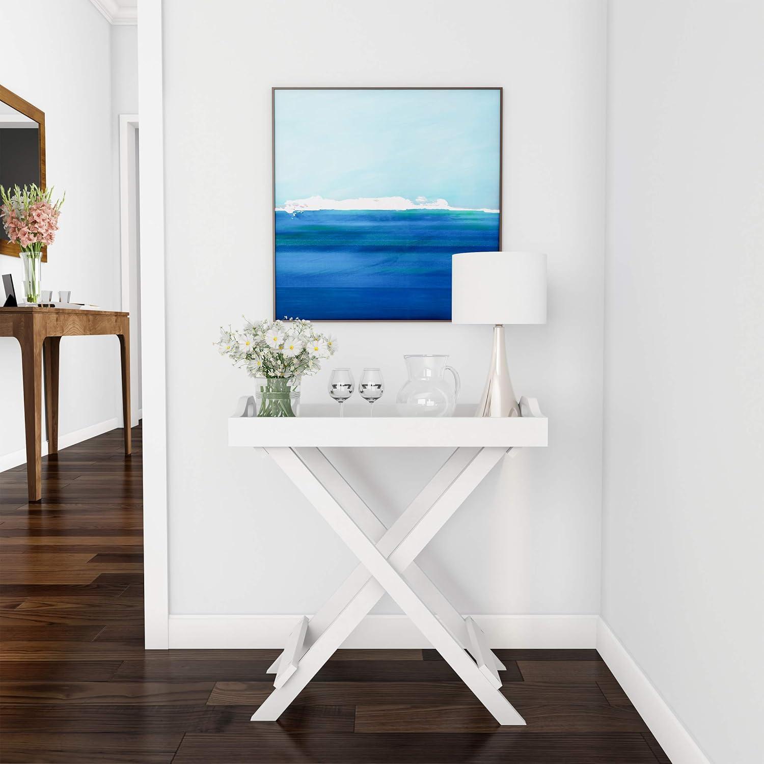 imageLavish Home End Folding Modern Minimalist Wooden Contemporary Side Table Multifunctional Portable Stylish Serving Snack or Lap Tray Suitable for Indoor and Outdoor Use BROWNWhite