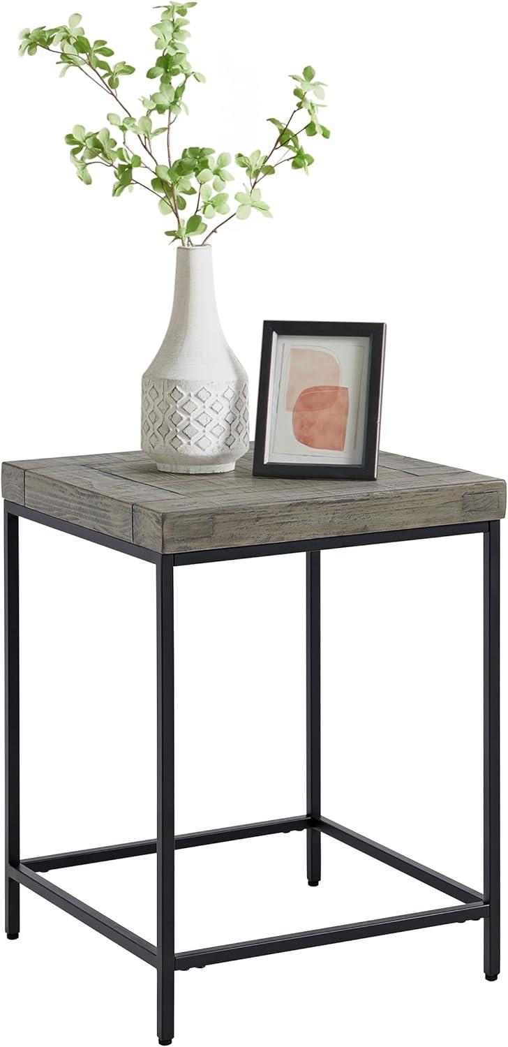 imageLavish Home End Table Industrial Modern Side Table with Wood Top and Metal Frame Table for Living Room Bedroom Hallway or Dorm Room Gray24Inch Set of 2