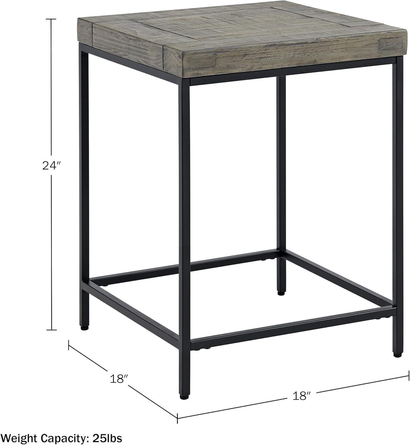imageLavish Home End Table Industrial Modern Side Table with Wood Top and Metal Frame Table for Living Room Bedroom Hallway or Dorm Room Gray24Inch