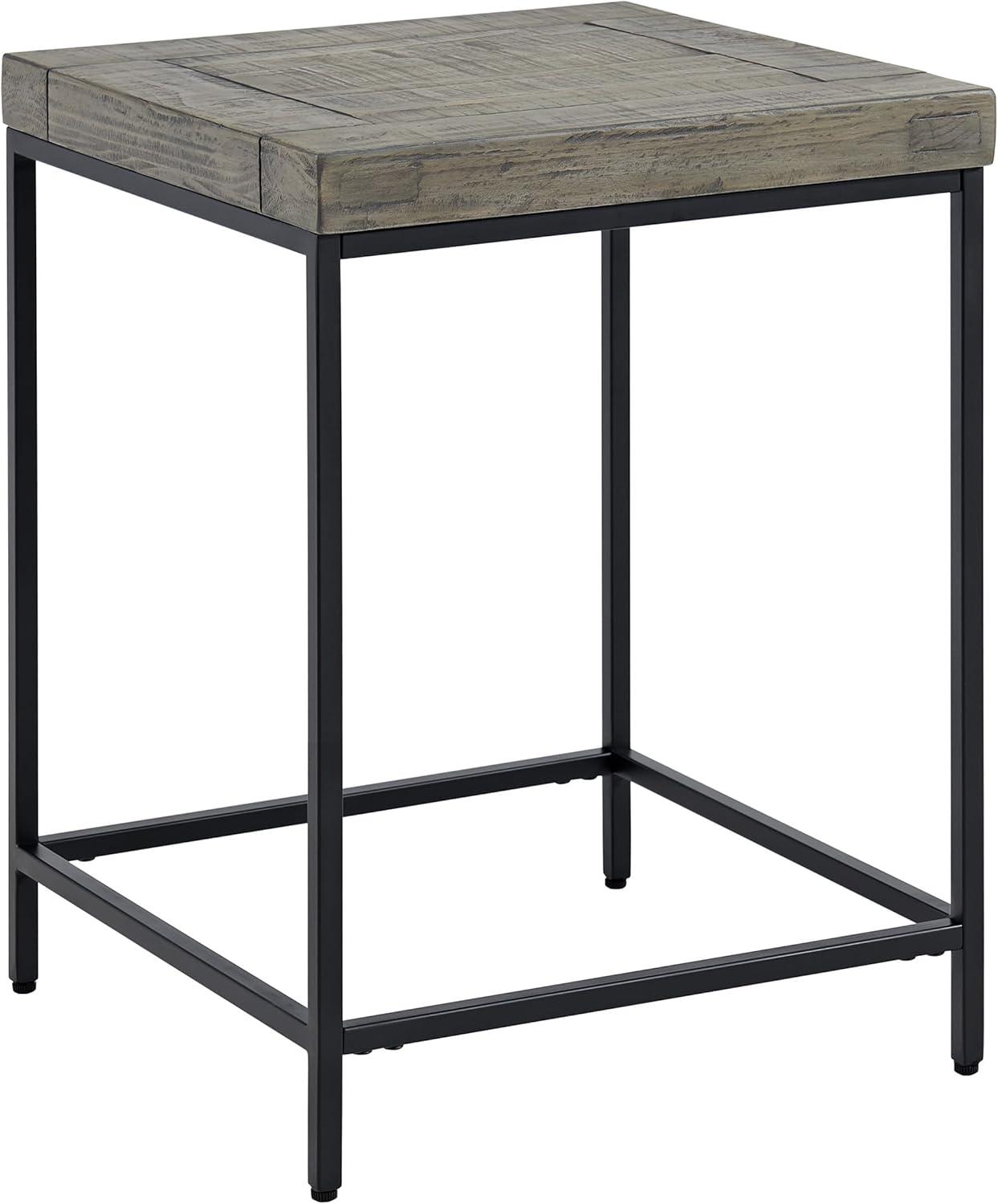imageLavish Home End Table Industrial Modern Side Table with Wood Top and Metal Frame Table for Living Room Bedroom Hallway or Dorm Room Gray24Inch