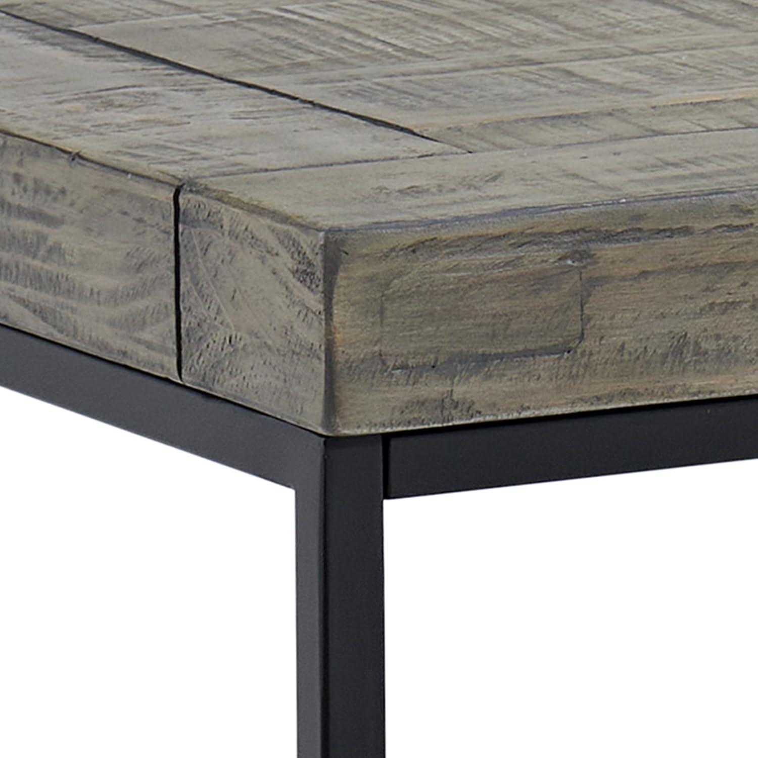 imageLavish Home End Table Industrial Modern Side Table with Wood Top and Metal Frame Table for Living Room Bedroom Hallway or Dorm Room Gray24Inch