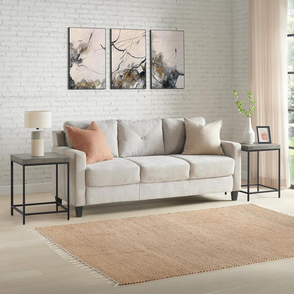 imageLavish Home End Table Industrial Modern Side Table with Wood Top and Metal Frame Table for Living Room Bedroom Hallway or Dorm Room Gray24Inch Set of 2