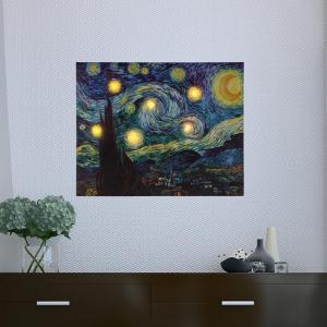 Lighted Wall Art Canvas With Timer- Van Gogh Starry Night Printed Decor with LED And Color-Changing Lights for Home and Office, 12×16 by Lavish Home