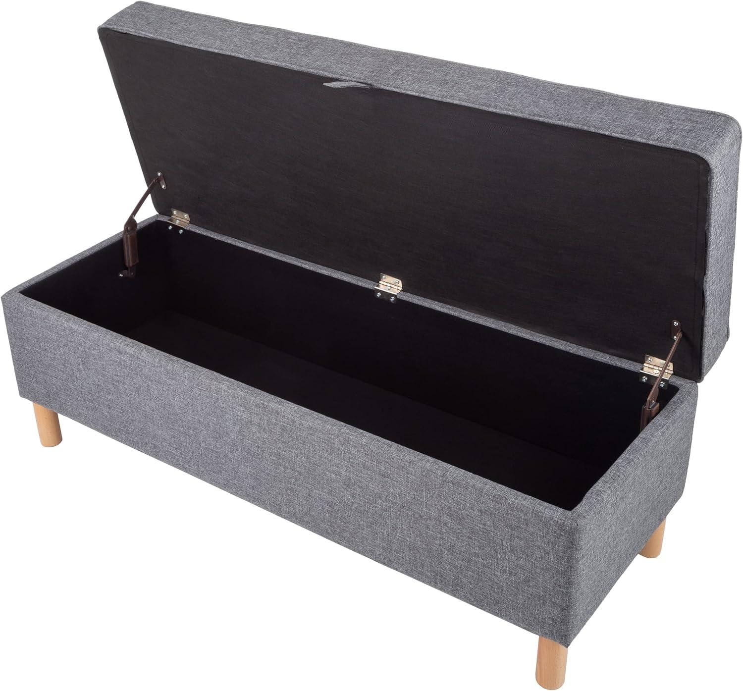 imageLavish Home Storage Ottoman Tweed Polyester Footrest or Bench Organizer with Lift Top for Bedroom Living Room or Entryway GrayGray Printed Tweed