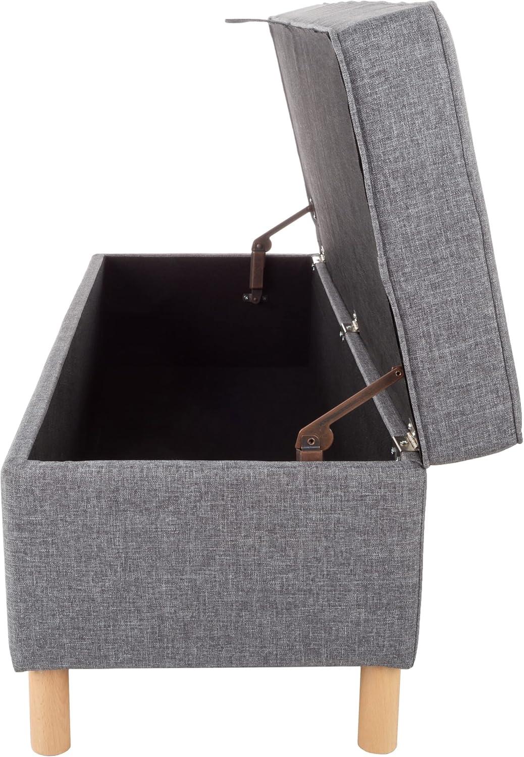 imageLavish Home Storage Ottoman Tweed Polyester Footrest or Bench Organizer with Lift Top for Bedroom Living Room or Entryway GrayGray Printed Tweed