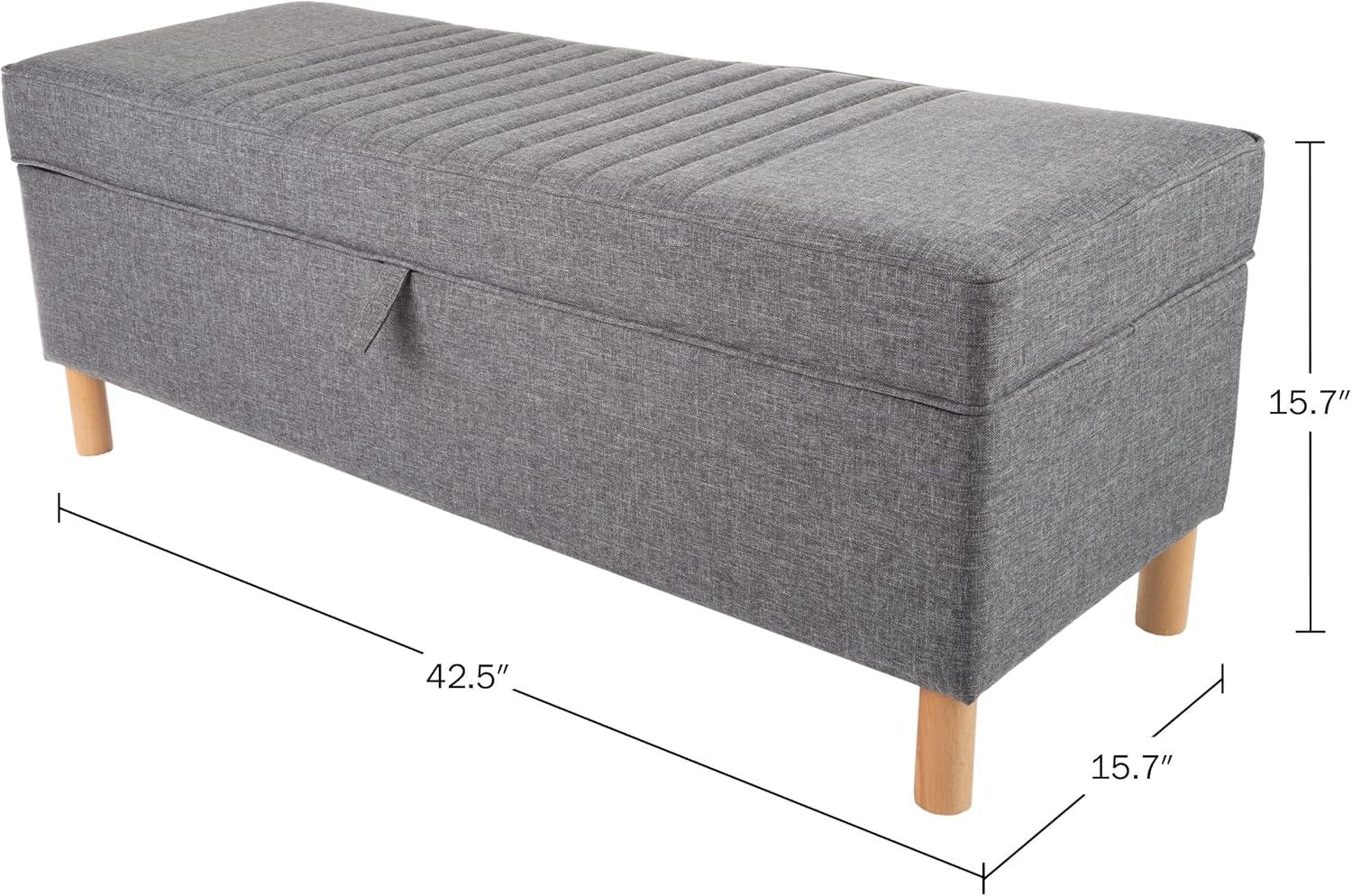 imageLavish Home Storage Ottoman Tweed Polyester Footrest or Bench Organizer with Lift Top for Bedroom Living Room or Entryway GrayGray Printed Tweed