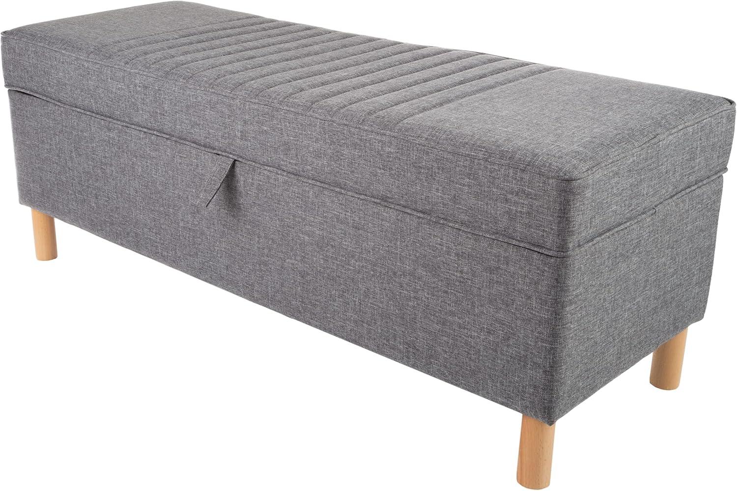 imageLavish Home Storage Ottoman Tweed Polyester Footrest or Bench Organizer with Lift Top for Bedroom Living Room or Entryway GrayGray Printed Tweed