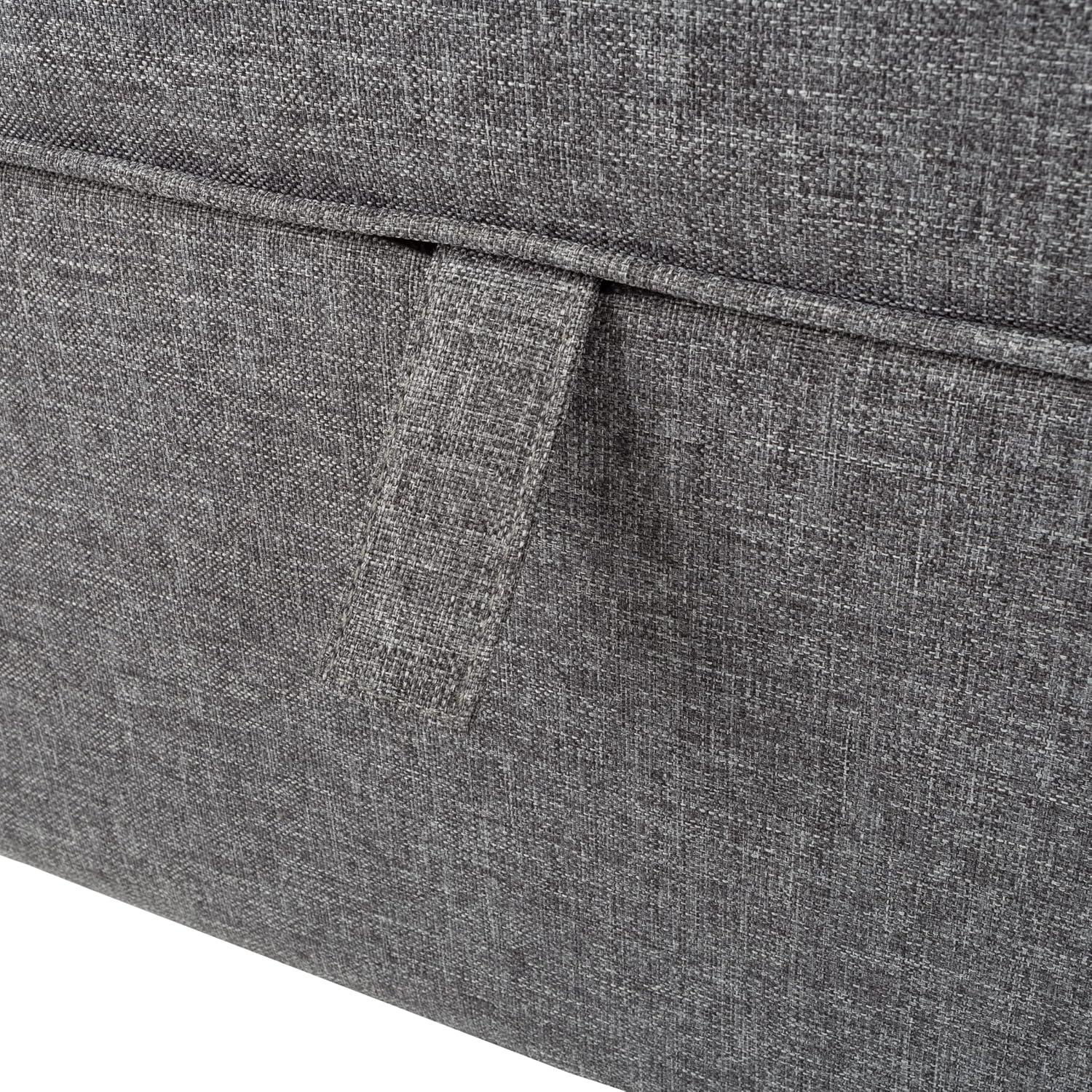 imageLavish Home Storage Ottoman Tweed Polyester Footrest or Bench Organizer with Lift Top for Bedroom Living Room or Entryway GrayGray Printed Tweed
