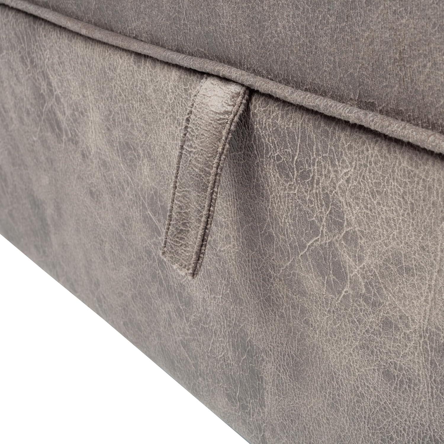 imageLavish Home Storage Ottoman Tweed Polyester Footrest or Bench Organizer with Lift Top for Bedroom Living Room or Entryway GrayGray Suede