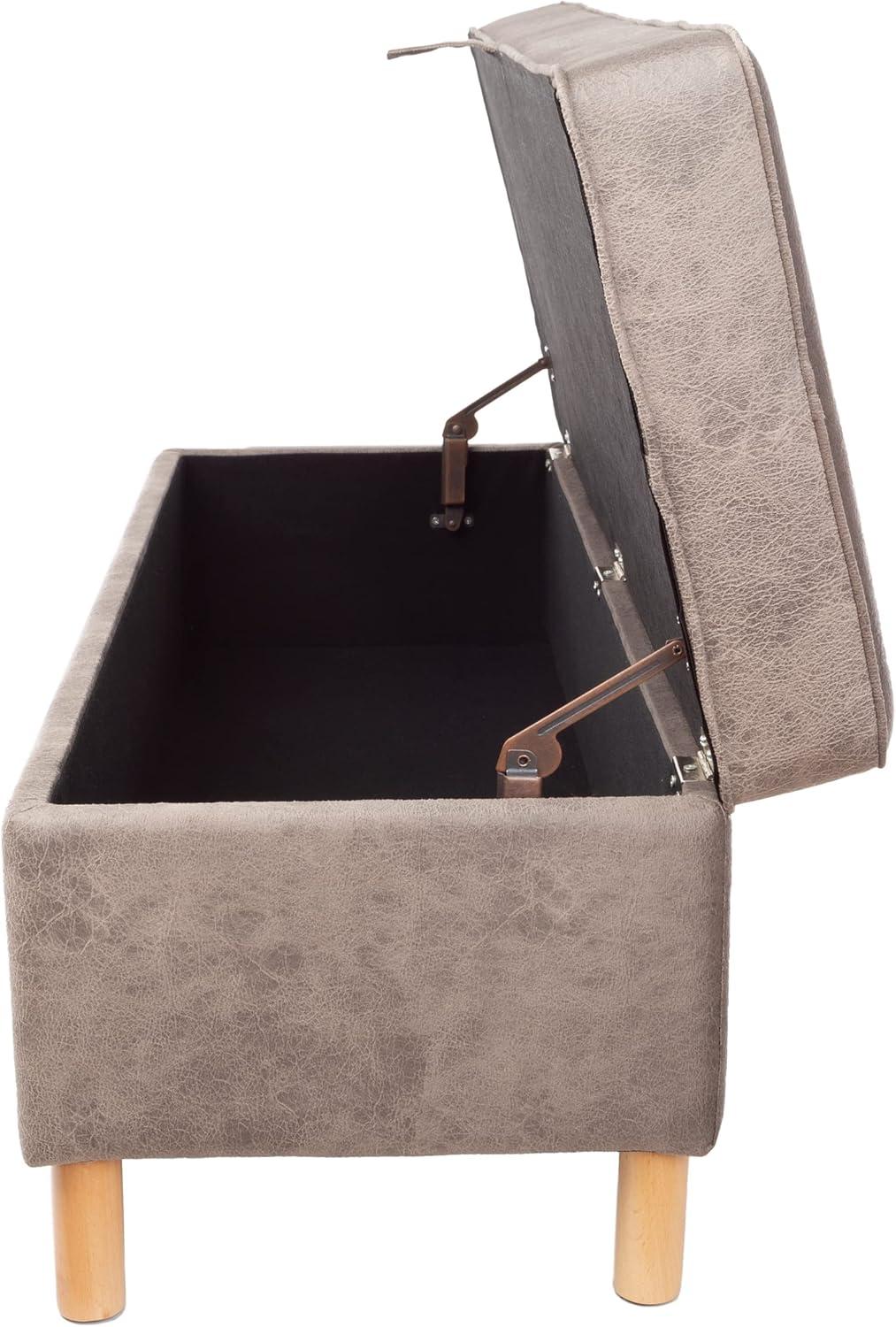 imageLavish Home Storage Ottoman Tweed Polyester Footrest or Bench Organizer with Lift Top for Bedroom Living Room or Entryway GrayGray Suede