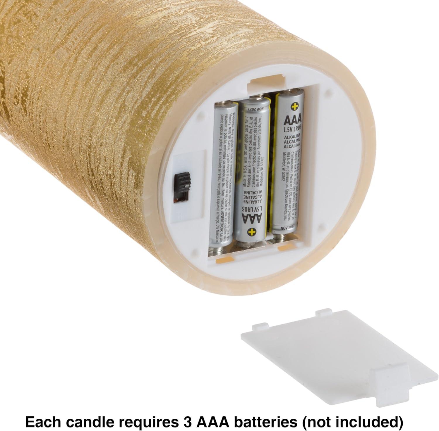 imageLavish Home 80Fc1004 Flameless LED Set of 3 Real Wax Battery Powered Pillar Candles with Remote Timer and Distressed Gold Metallic Finish Metallic GoldGold Metallic