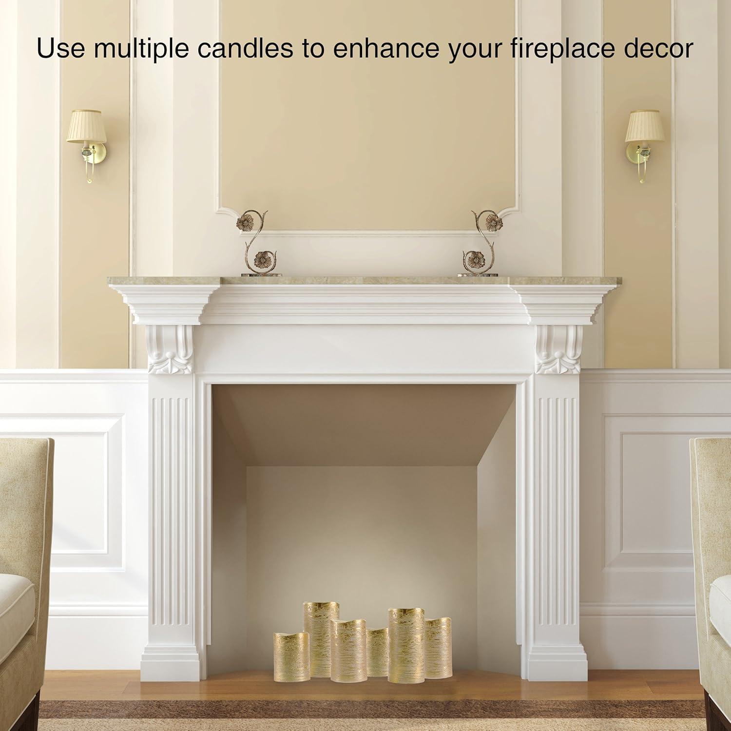 imageLavish Home 80Fc1004 Flameless LED Set of 3 Real Wax Battery Powered Pillar Candles with Remote Timer and Distressed Gold Metallic Finish Metallic GoldGold Metallic