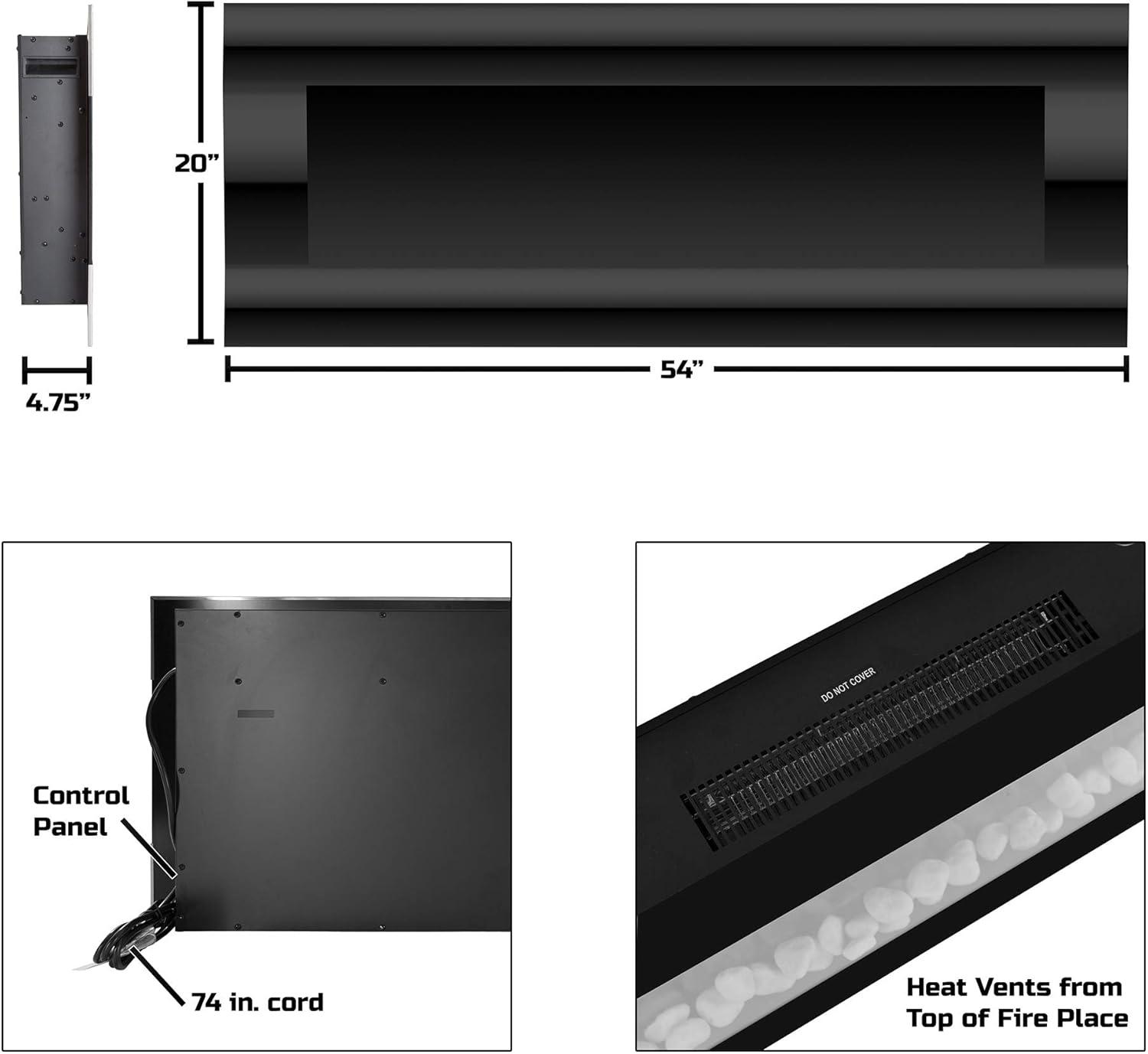 imageNorthwest 36Inch Wall Mounted Electric Fireplace Modern Fireplace with Floor Stand Remote and Adjustable Heat and Brightness Black54 Black