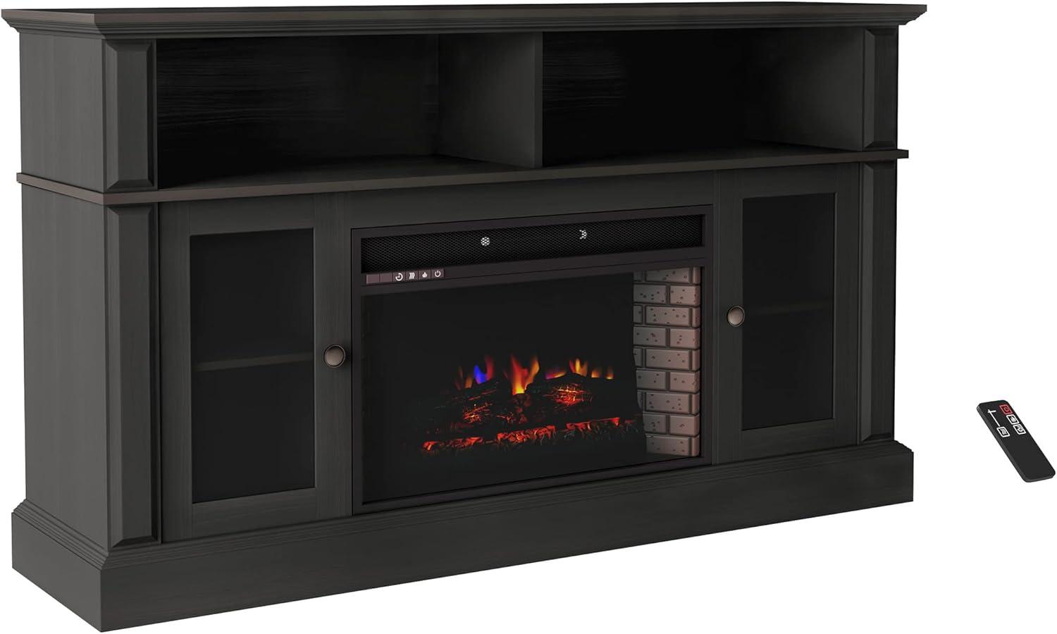 imageNorthwest Fireplace TV Stand for TVs up to 60Inches Entertainment Center with Shelves Remote Control Adjustable Heat and LED Flames Black