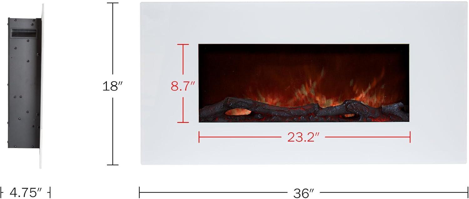 imageNorthwest Wall Mounted Electric Fireplace Heater 10Color LED Flame and 3 Media Backgrounds 36Inch Wall Mounted Fireplace with Adjustable Brightness and Remote White