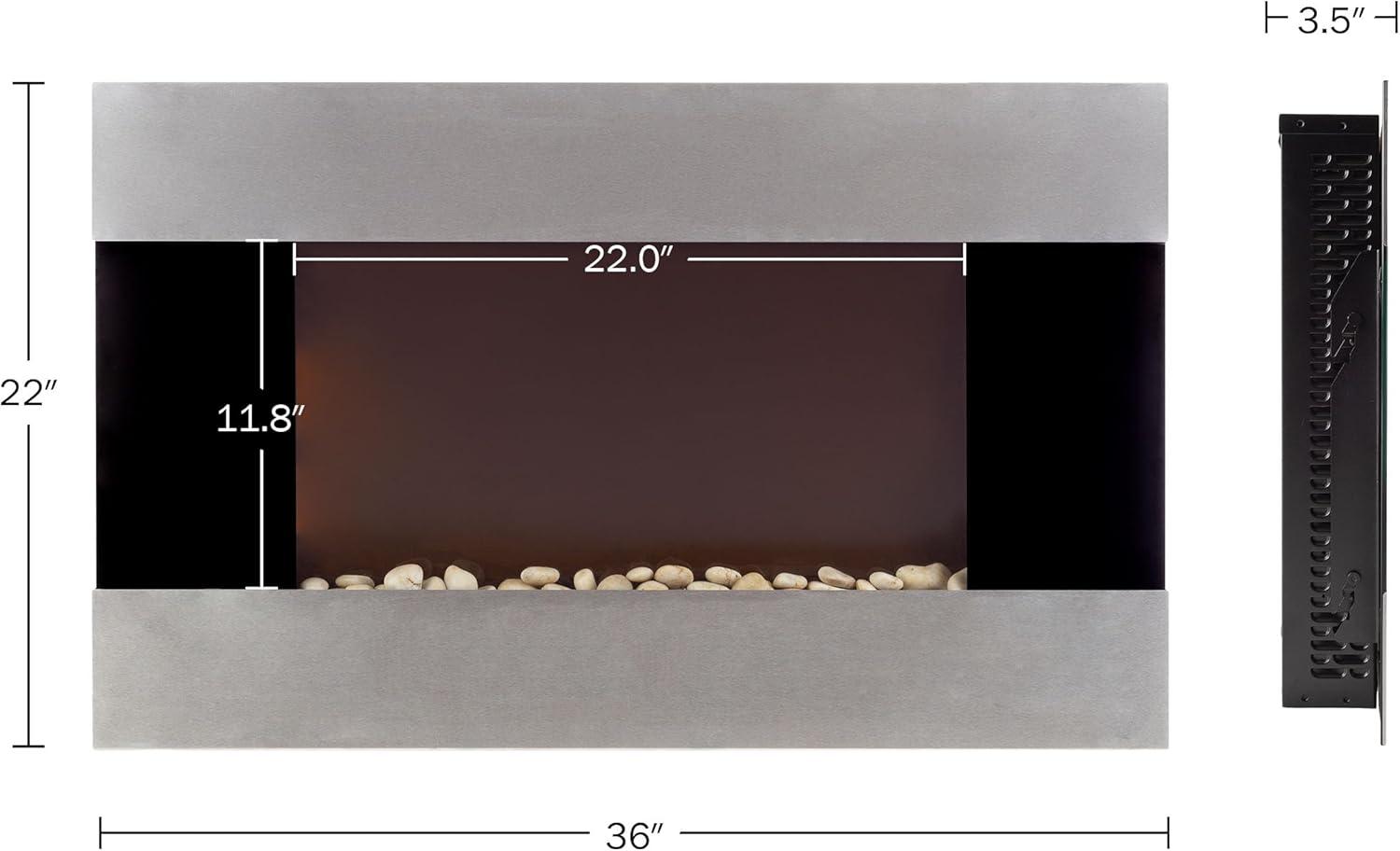 imageWallMounted Electric Fireplace Stainless Steel Fireplace Decor for The Living Room or Bedroom with 2 Heat Settings and Remote Control by Northwest Black 35x36x22