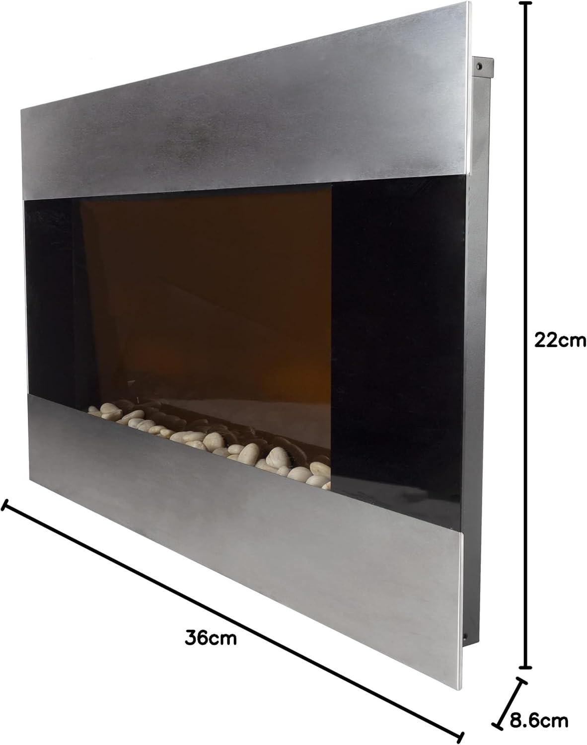 imageWallMounted Electric Fireplace Stainless Steel Fireplace Decor for The Living Room or Bedroom with 2 Heat Settings and Remote Control by Northwest Black 35x36x22