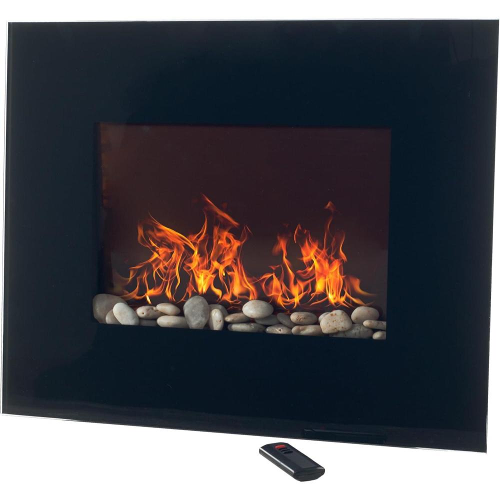 imageNorthwest 36Inch Wall Mounted Electric Fireplace  Modern Fireplace with Floor Stand Remote and Adjustable Heat and Brightness Black26  Black