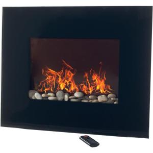 Northwest 36-Inch Wall Mounted Electric Fireplace – Modern Fireplace with Floor Stand, Remote, and Adjustable Heat and Brightness (Black)(26″ – Black)