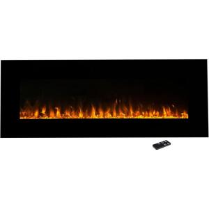 Northwest 36-Inch Wall Mounted Electric Fireplace – Modern Fireplace with Floor Stand, Remote, and Adjustable Heat and Brightness (Black)(54″ – Black)