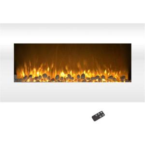 Northwest Wall Mounted Electric Fireplace Heater – 10-Color LED Flame and 3 Media Backgrounds 36-Inch Wall Mounted Fireplace with Adjustable Brightness and Remote (White)