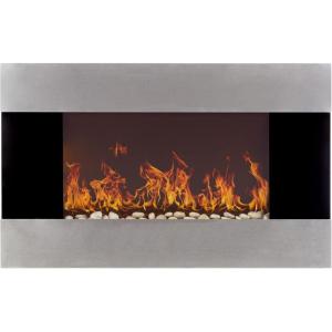 Wall-Mounted Electric Fireplace – Stainless Steel Fireplace Decor for The Living Room or Bedroom with 2 Heat Settings and Remote Control by Northwest, Black, 3.5”x36”x22”