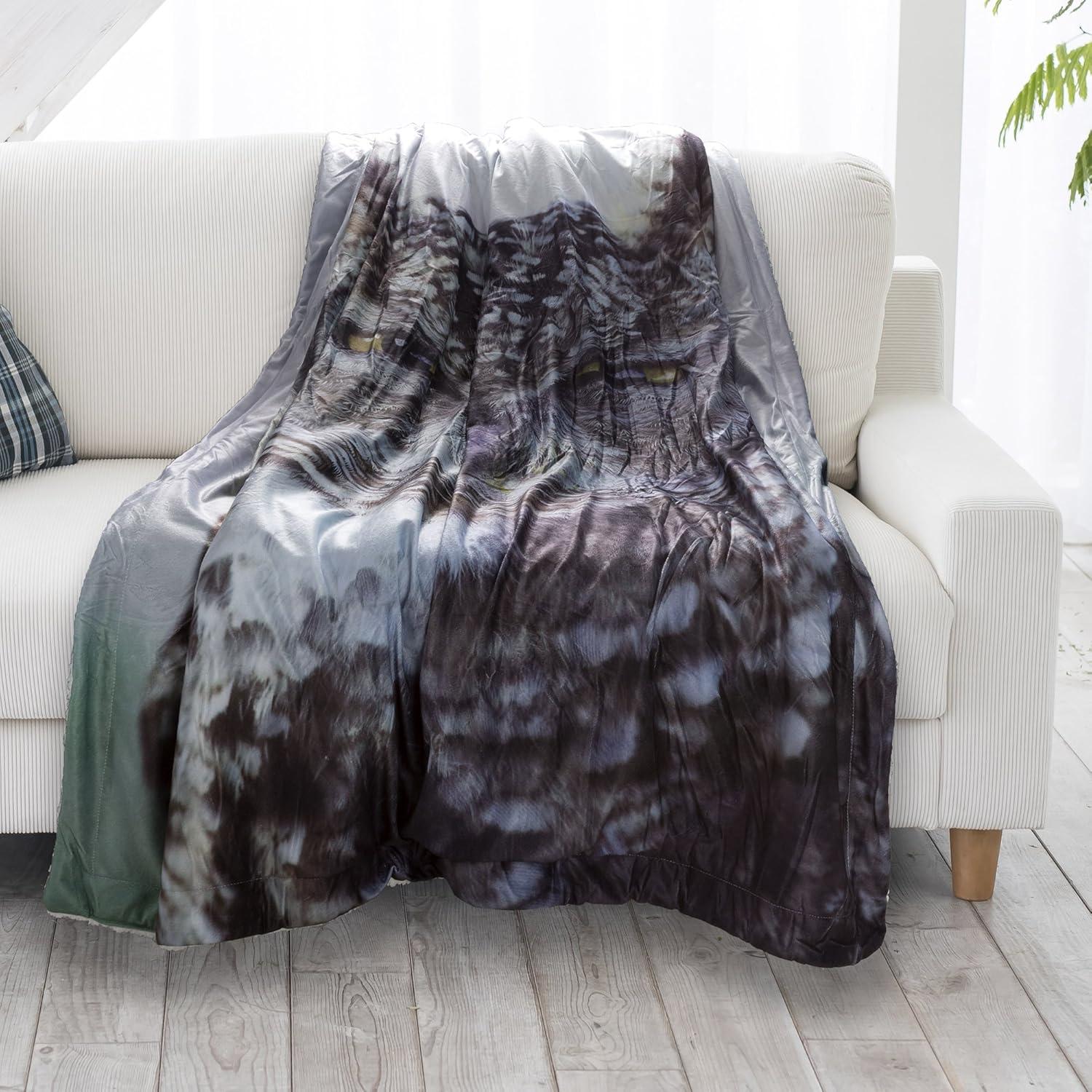 imageSherpa Fleece Throw Blanket Owl Print Pattern Lightweight Hypoallergenic Bed or Couch Soft Cozy Plush Blanket for Adults and Kids by Lavish Home