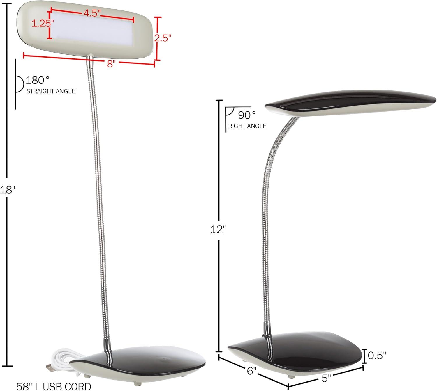 imageLavish Home LED Desk Lamp Contemporary Touch Activated Reading Lamp with Adjustable Gooseneck 3 Brightness Levels and USB Power Cord by Northwest Black