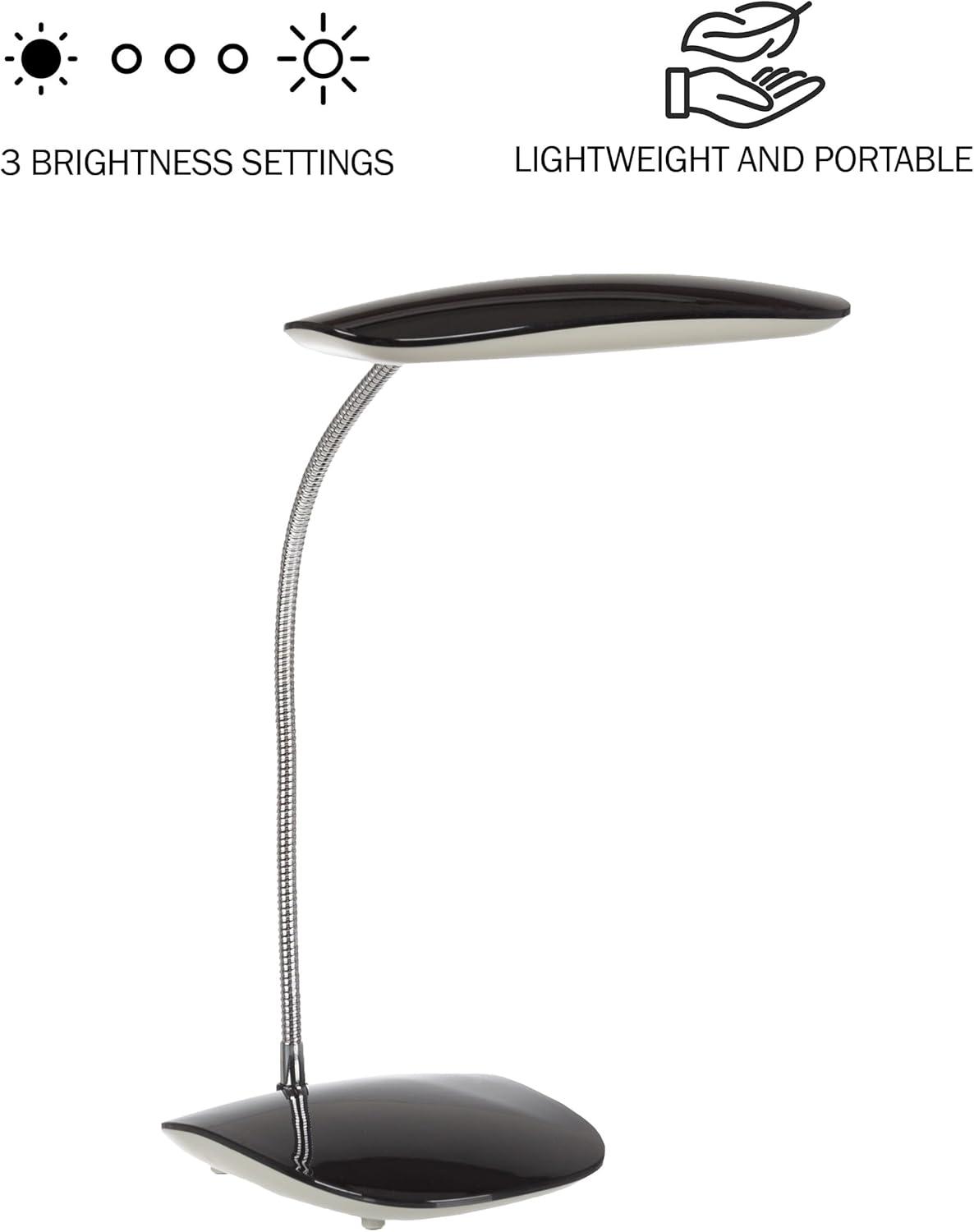 imageLavish Home LED Desk Lamp Contemporary Touch Activated Reading Lamp with Adjustable Gooseneck 3 Brightness Levels and USB Power Cord by Northwest Black