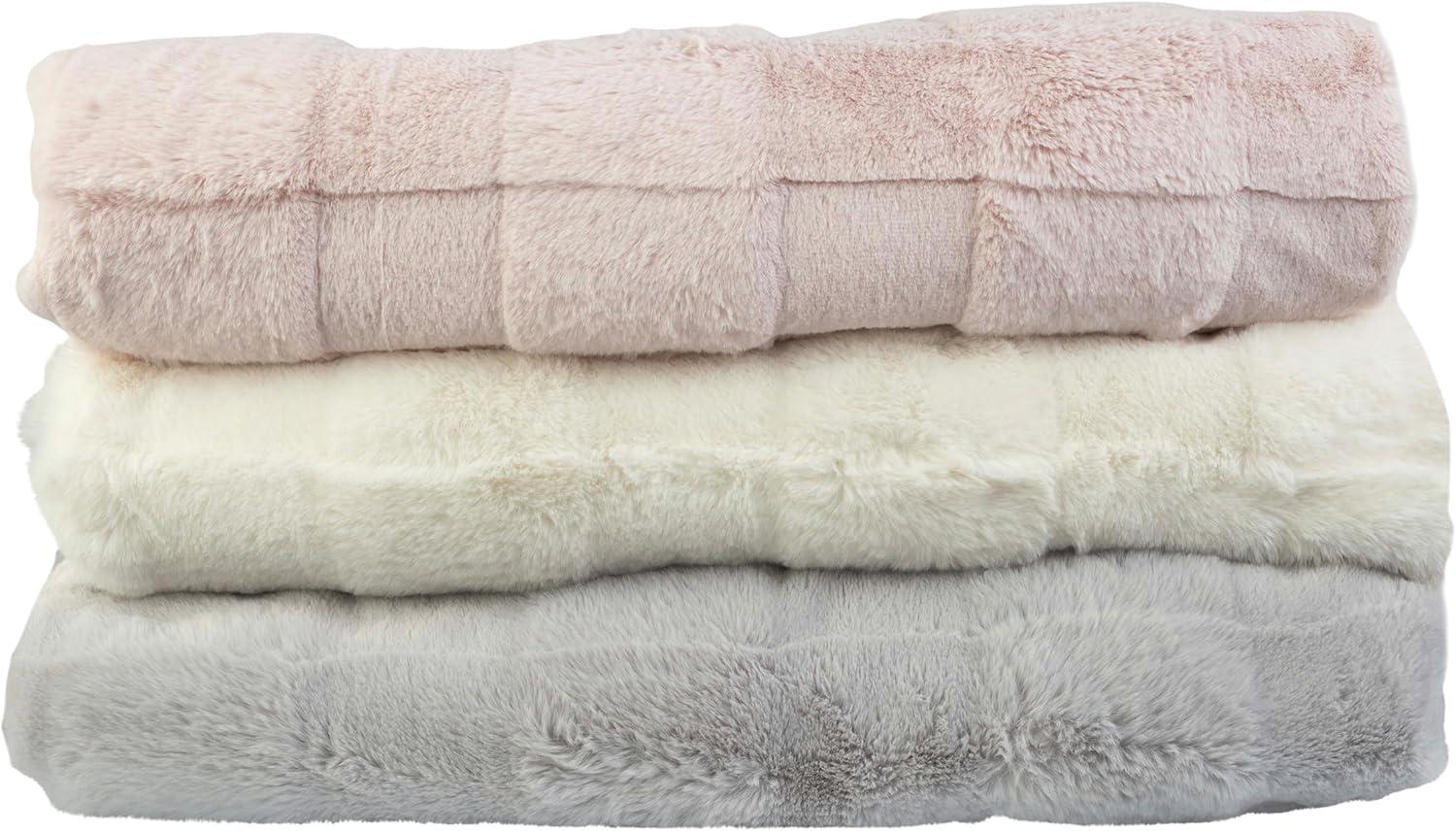 imageLavish Home Faux Fur Blanket 60x80Inch Queen Size Throw Blanket with Plush Faux Fur Front and Mink Back Bedding for Sofas and Beds CreamGray