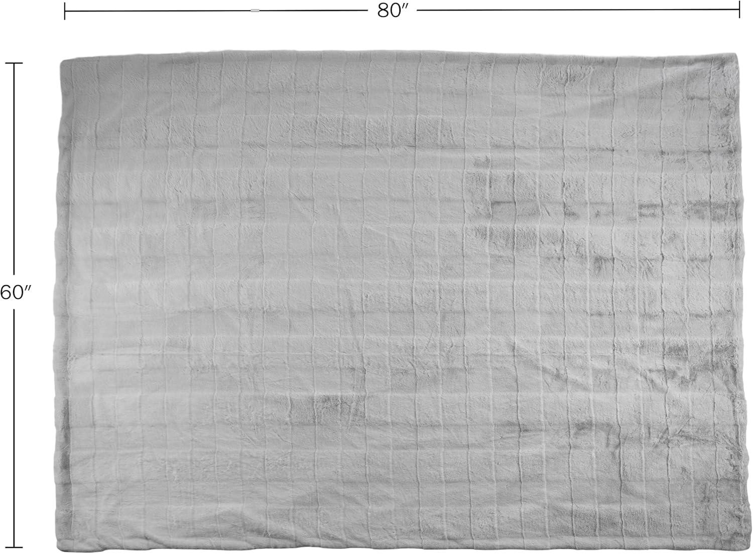 imageLavish Home Faux Fur Blanket 60x80Inch Queen Size Throw Blanket with Plush Faux Fur Front and Mink Back Bedding for Sofas and Beds CreamGray
