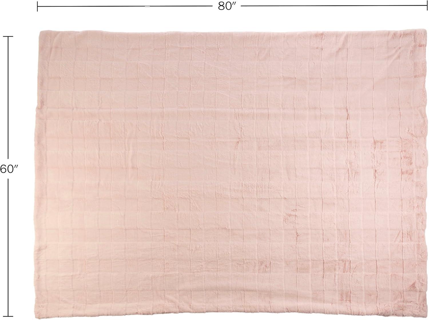 imageLavish Home Faux Fur Blanket 60x80Inch Queen Size Throw Blanket with Plush Faux Fur Front and Mink Back Bedding for Sofas and Beds CreamPink