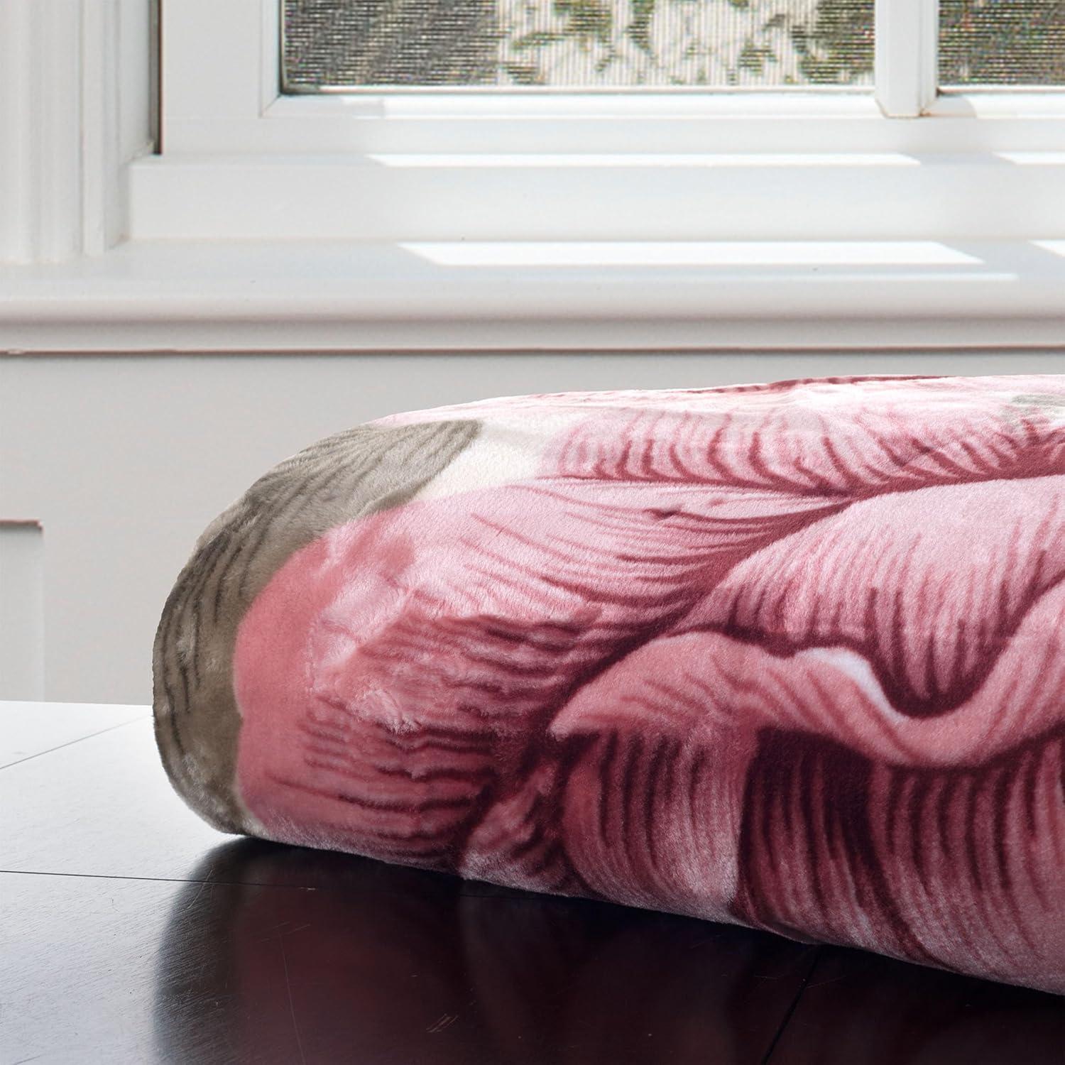 imageThrow Blanket Oversized 91x74 MachineWashable Bedding MinkStyle 75lb Weighted Blanket for Bed or Sofa by Lavish Home Rose