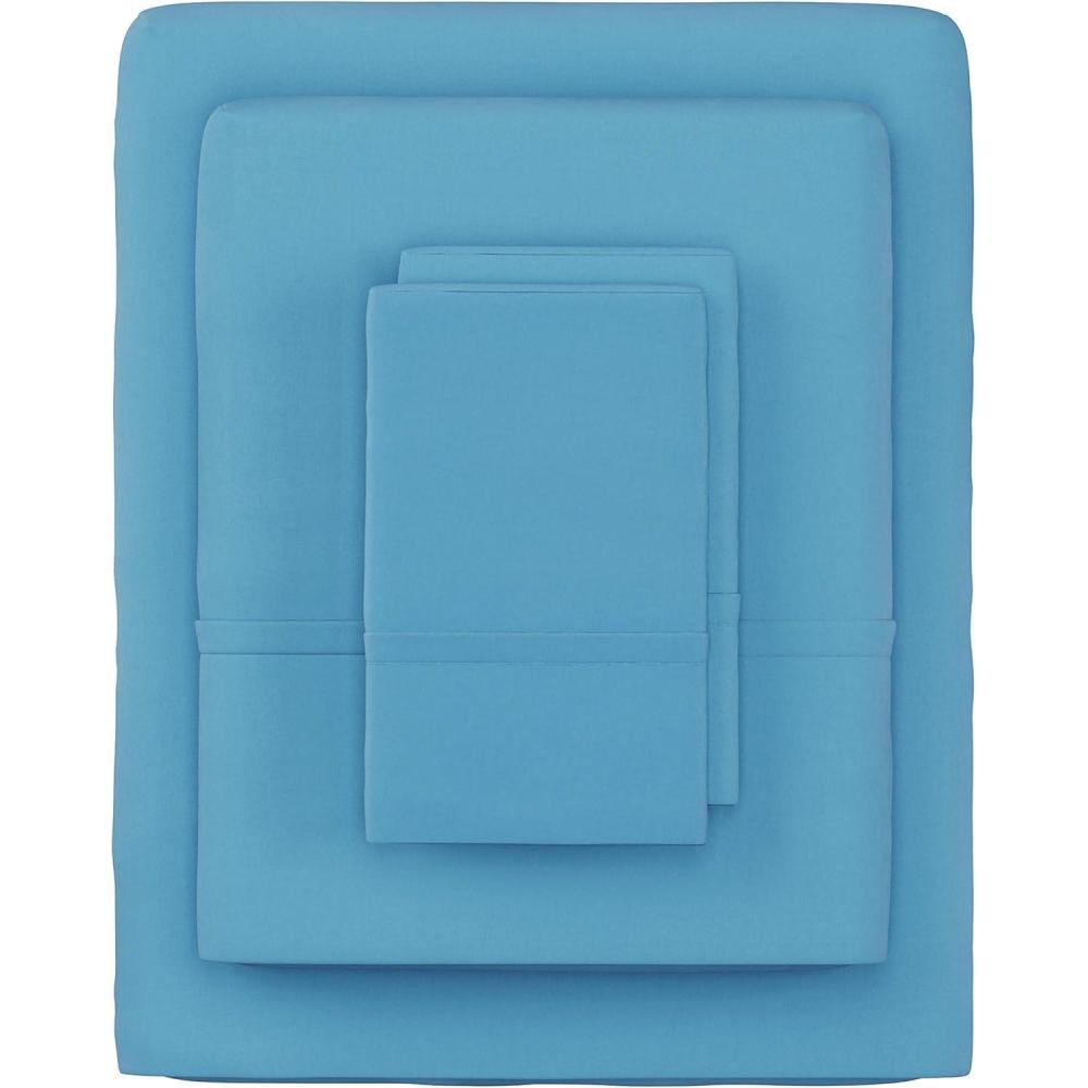 imageLavish Home Bed Sheets 4Piece Microfiber FullSize Sheet Set Includes 2 Standard Pillowcases Flat and Fitted Sheets Home Essentials BlueBlue