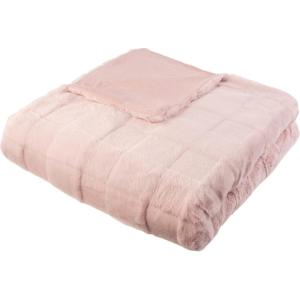 Lavish Home Faux Fur Blanket – 60×80-Inch Queen Size Throw Blanket with Plush Faux Fur Front and Mink Back – Bedding for Sofas and Beds (Cream)(Pink)