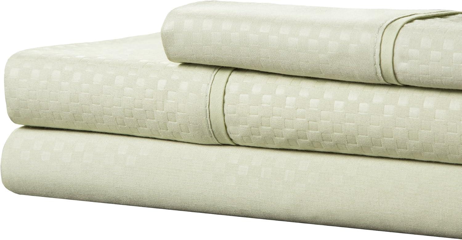 imageBrushed Microfiber Sheets Set 4 Piece Hypoallergenic Bed Linens with Deep Pocket Fitted Sheet and Embossed Design by Lavish Home Taupe KingSage