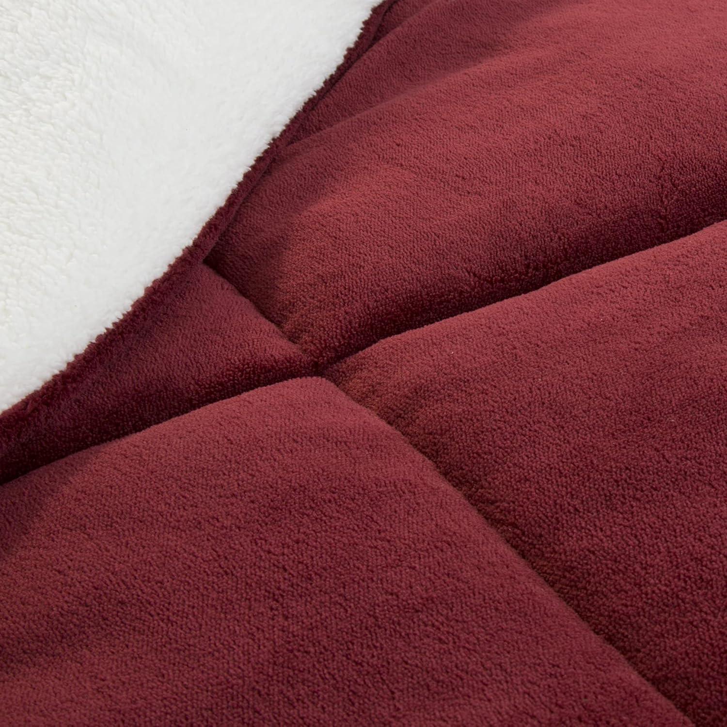 imageLavish Home 3 Piece SherpaFleece Comforter Set King Burgandy