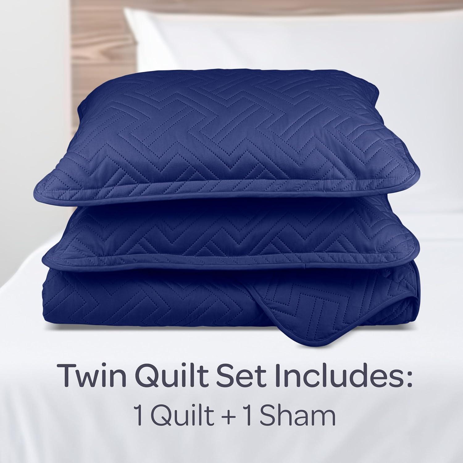 imageLavish Home 3Piece King Quilt Bedding Set Bedspread and 2 King Pillow Shams with Patriotic Star Pattern Lightweight Bed Set for All Seasons Soft Microfiber Coverlet StarsStripesBlue
