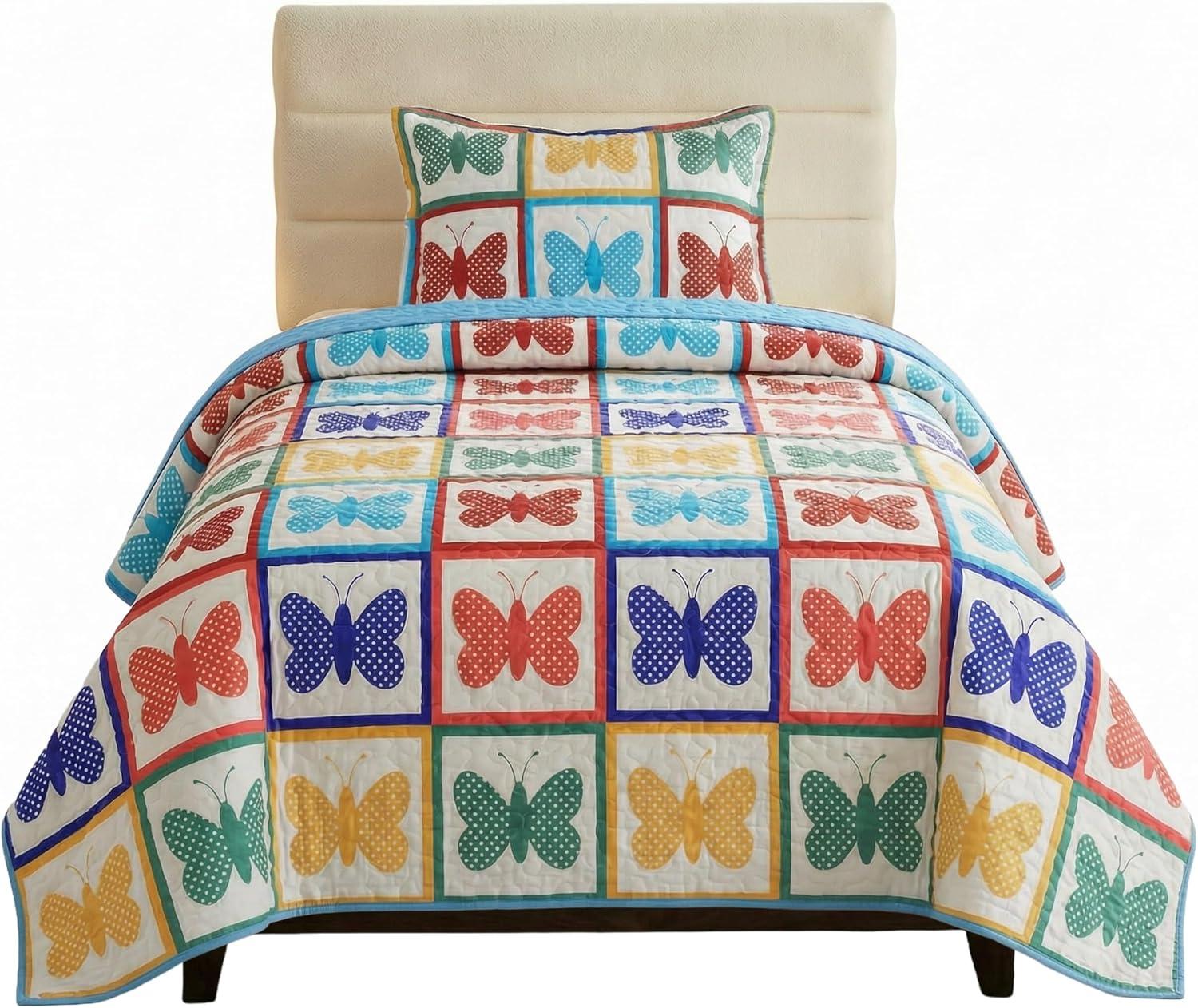 imageLavish Home 3Piece King Quilt Bedding Set Bedspread and 2 King Pillow Shams with Patriotic Star Pattern Lightweight Bed Set for All Seasons Soft Microfiber Coverlet StarsStripesMulticolor