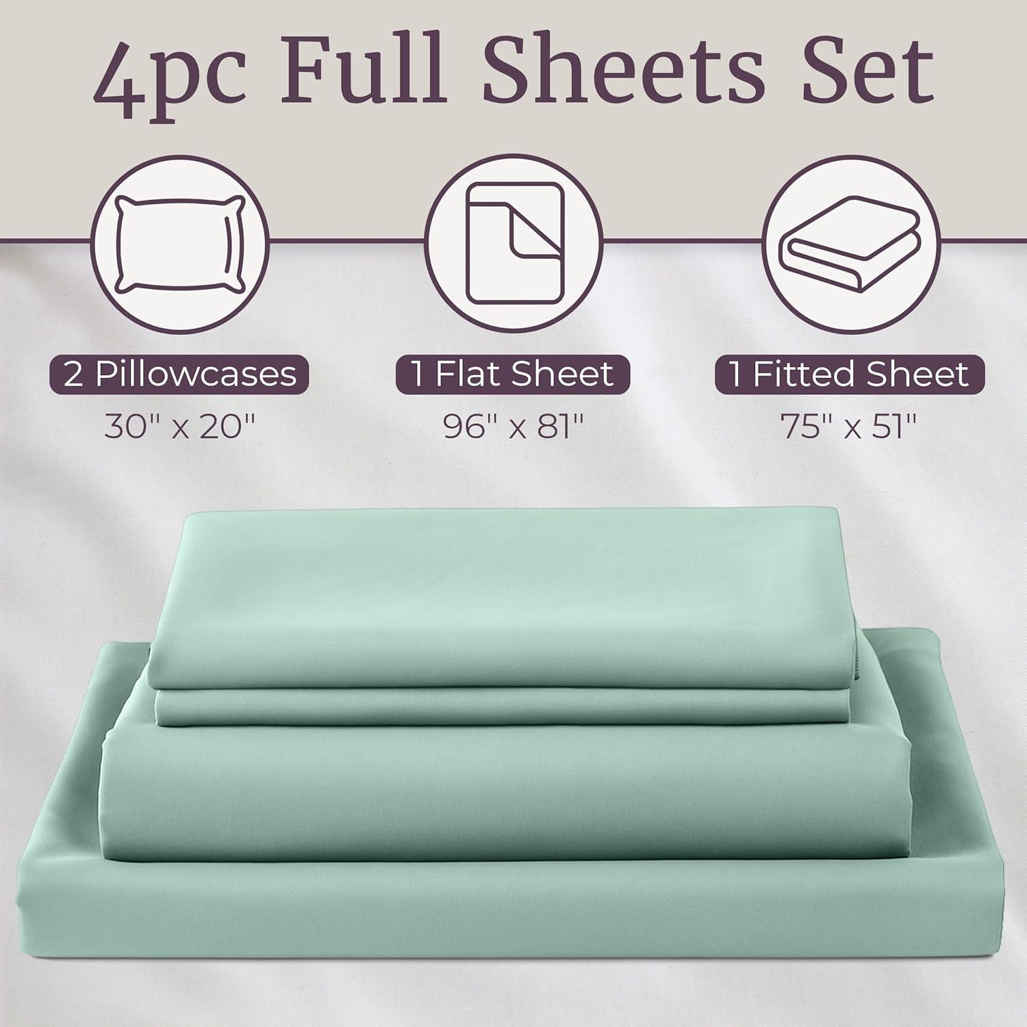 imageLavish Home 4 Piece Bed LinensFitted amp Flat 2 Pillowcases Full Sage Green Brushed Microfiber Sheet SetSage Green