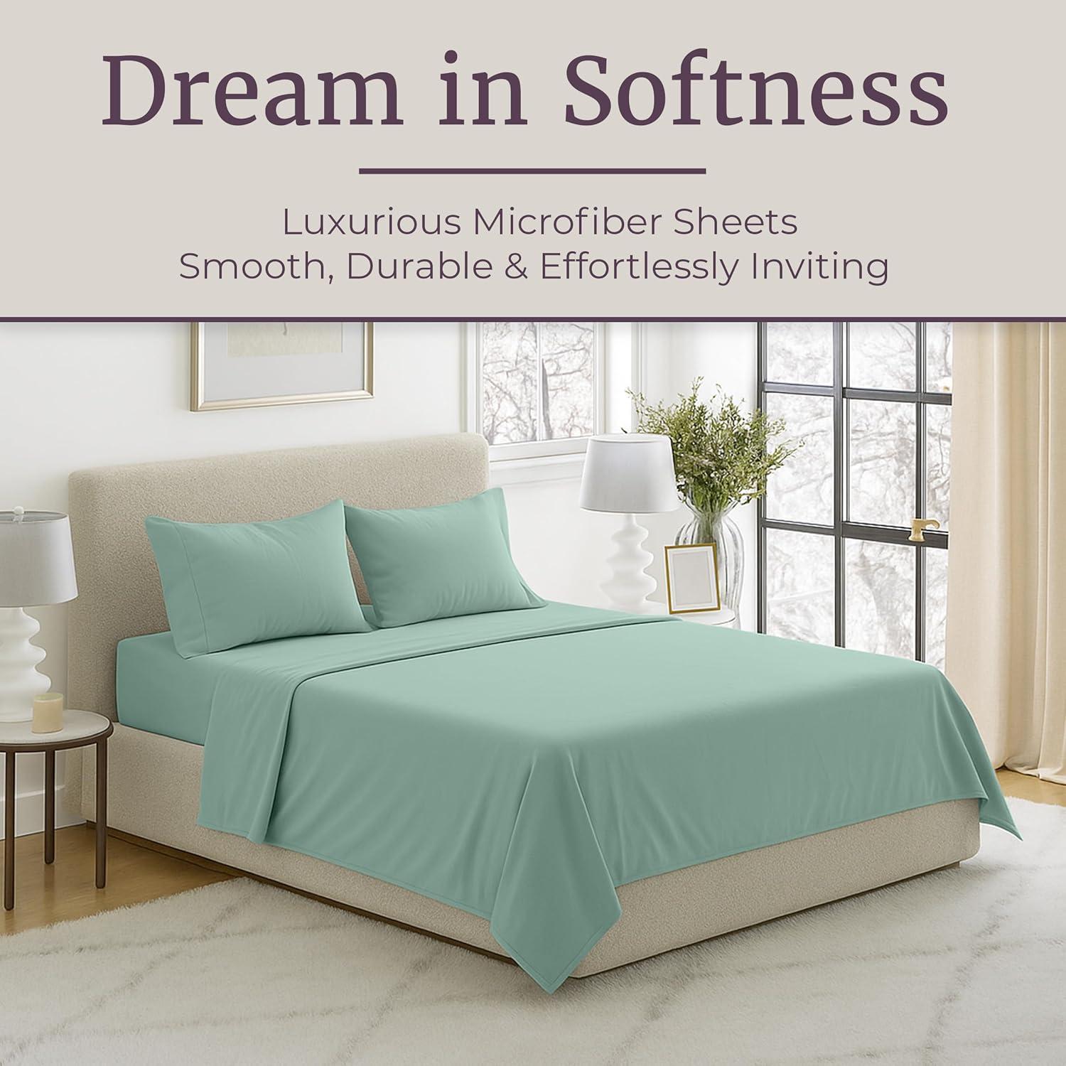 imageLavish Home 4 Piece Bed LinensFitted amp Flat 2 Pillowcases Full Sage Green Brushed Microfiber Sheet SetSage Green