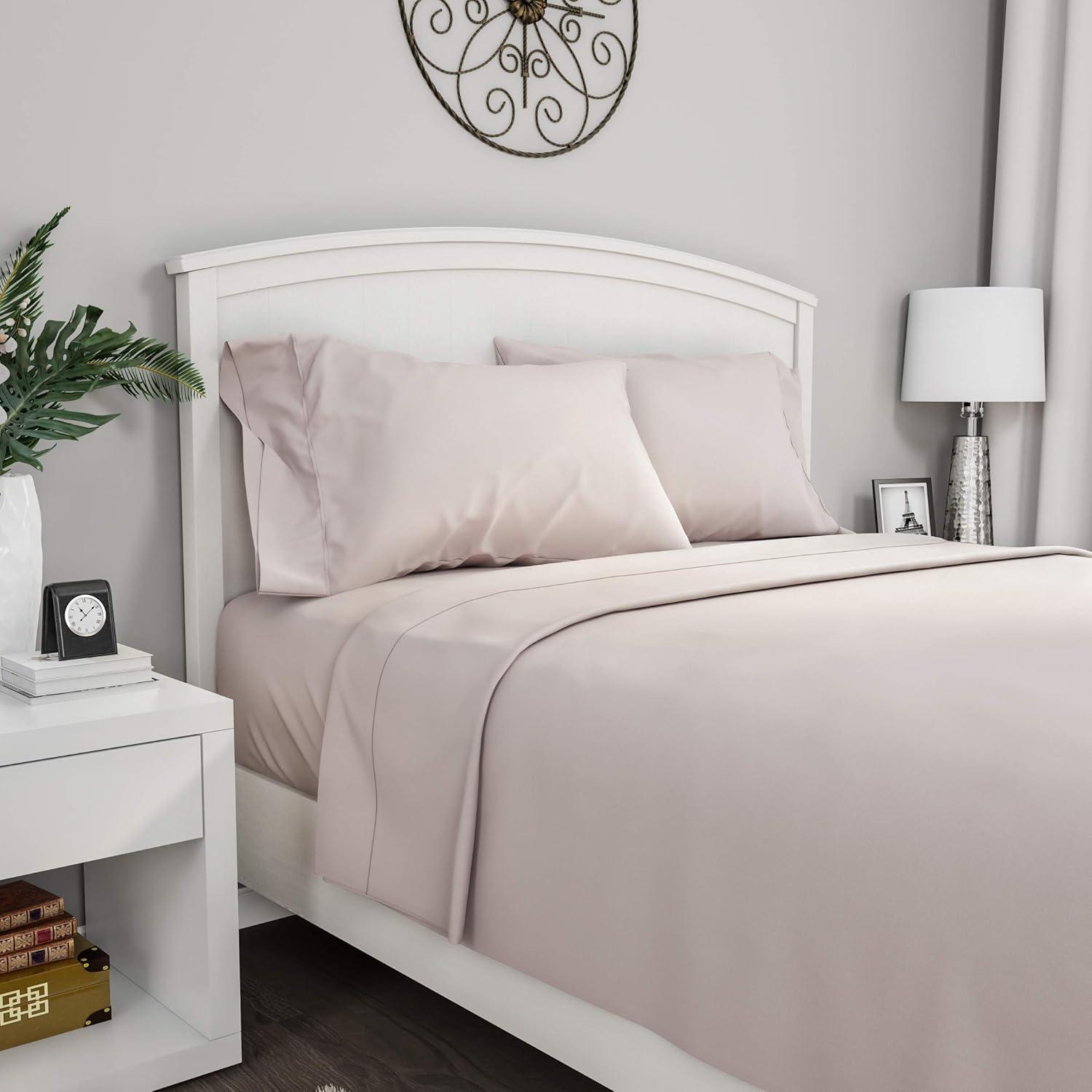 imageLavish Home Brushed Microfiber Sheet Set 3 Piece Bed LinensFitted amp Flat Sheets Plus A PillowcaseWrinkle Stain amp Fade Resistant Twin Beige