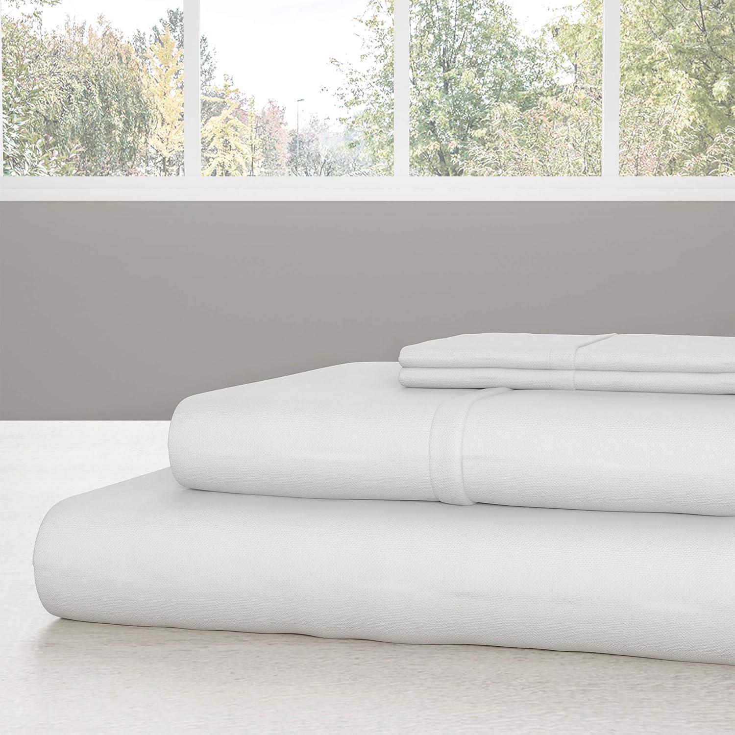 imageLavish Home Brushed Microfiber Sheet Set 3 Piece Bed LinensFitted amp Flat Sheets Plus A PillowcaseWrinkle Stain amp Fade Resistant Twin WhiteWhite