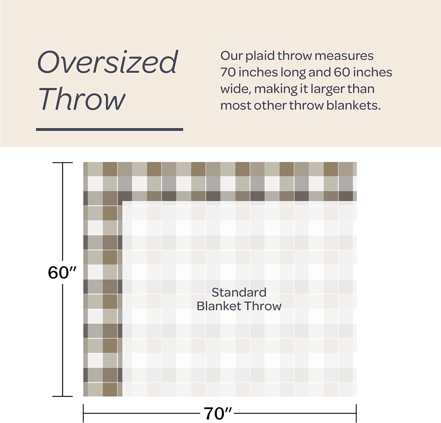 imageLavish Home Collection Faux Cashmere Acrylic Oversized Throw Blanket Luxuriously Fluffy Soft CashmereLike Woven Acrylic Breathable with Stylish Vintage Design Spice PlaidGray and Tan