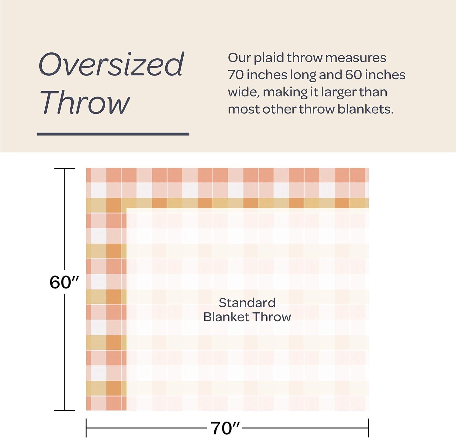 imageLavish Home Collection Faux Cashmere Acrylic Oversized Throw Blanket Luxuriously Fluffy Soft CashmereLike Woven Acrylic Breathable with Stylish Vintage Design Spice PlaidPink and Tan