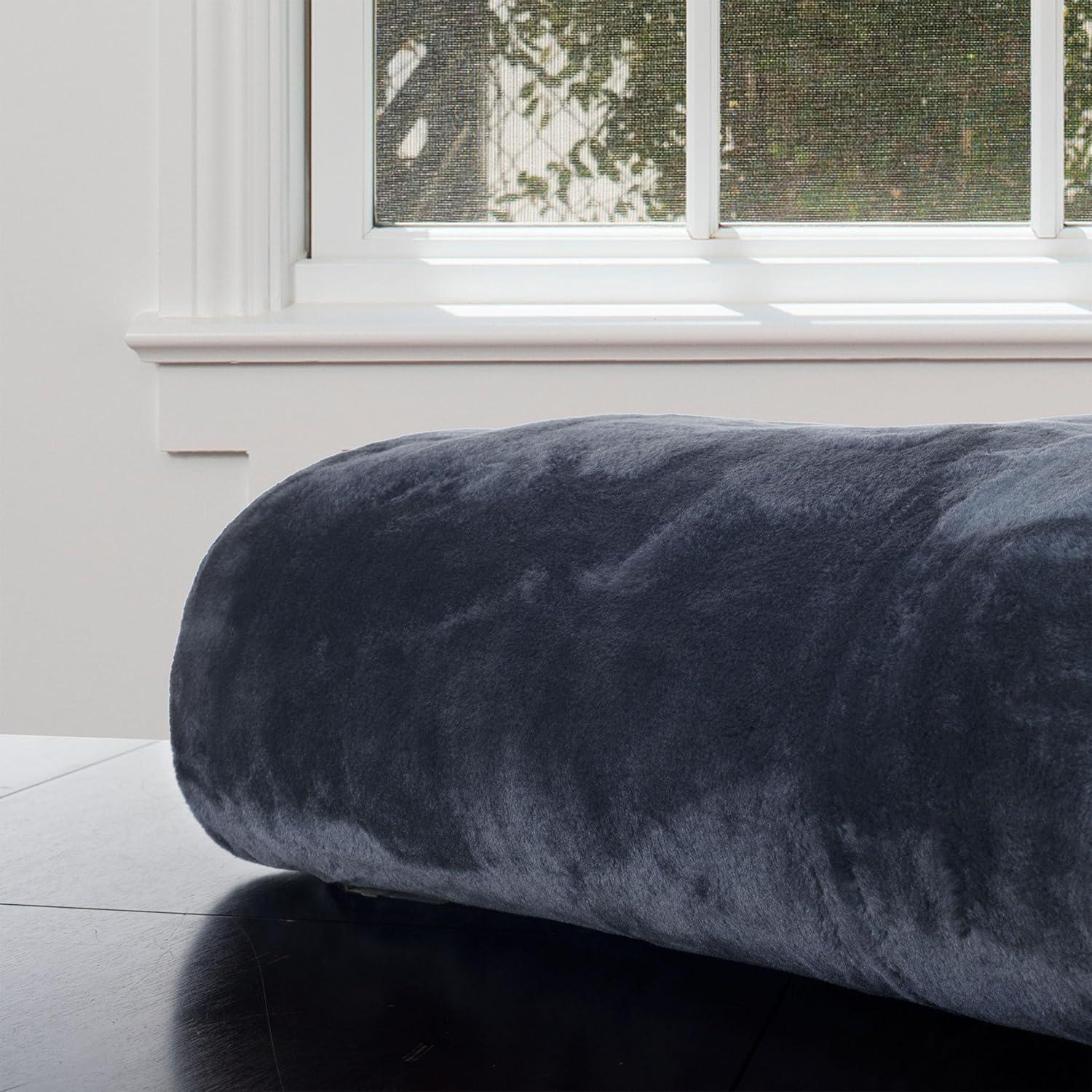 imageLavish Home Faux Fur Throw Blanket Oversized 91x81 MachineWashable Bedding MinkStyle 78lbs Heavy Blanket for Bed or Sofa Gray