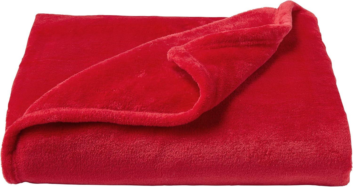imageLavish Home Velvet Throw Oversized Microfiber Velvet Solid Polyester Throw Blanket Breathable and Machine Washable in Vineyard Red