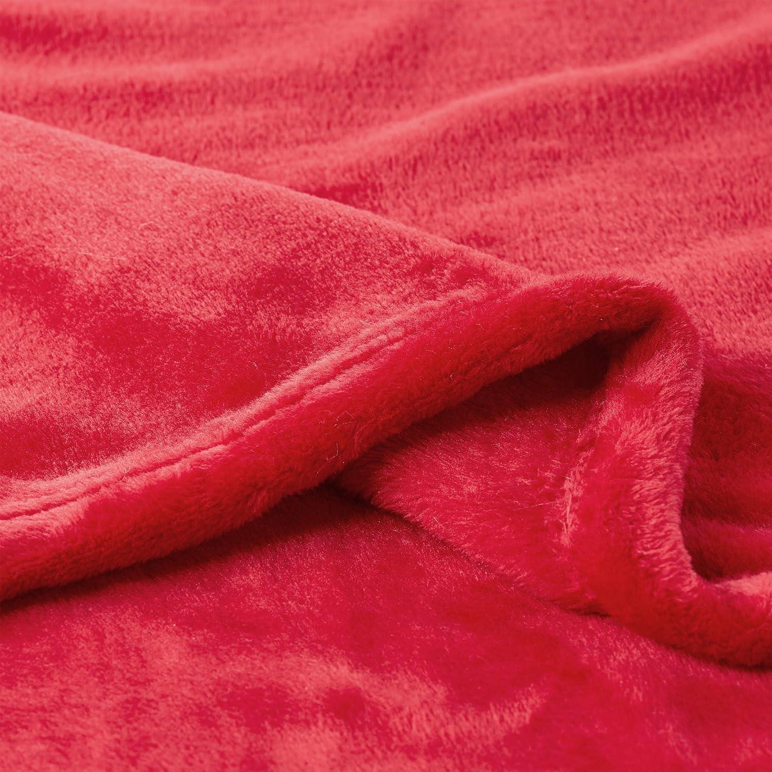 imageLavish Home Velvet Throw Oversized Microfiber Velvet Solid Polyester Throw Blanket Breathable and Machine Washable in Vineyard Red