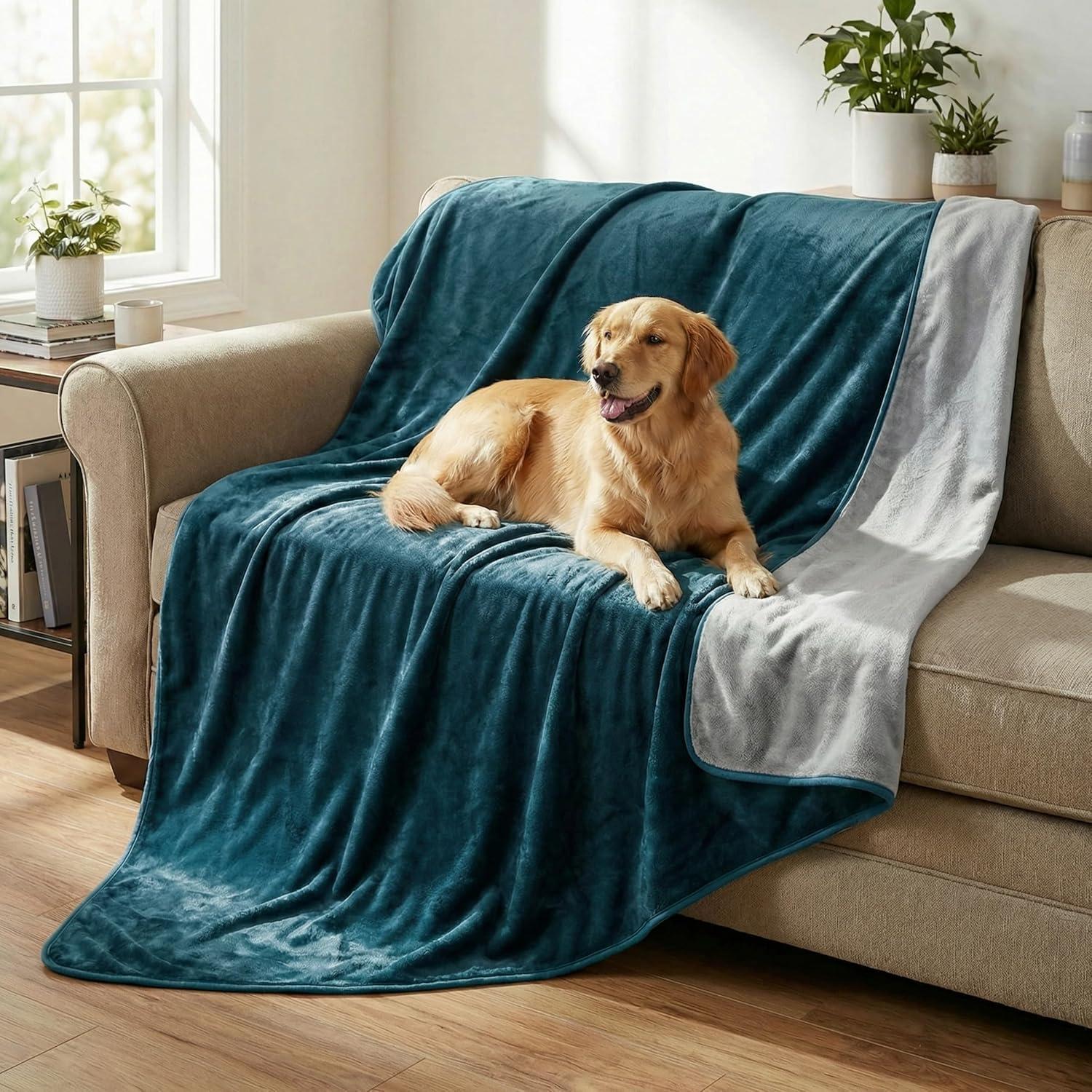 imageLavish Home Waterproof Blanket 80x80 KingSize Blanket for Kids Pets and Outdoors Throw for Bed Couch Chair and Car GreenGreen